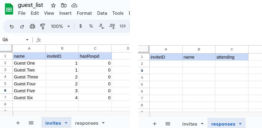 guest_list Google Sheet